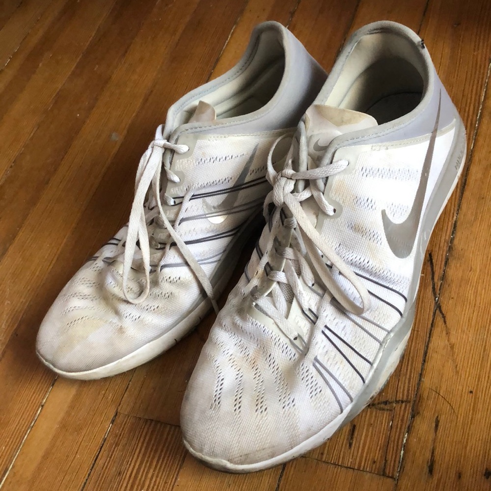 White and silver Nike sneakers